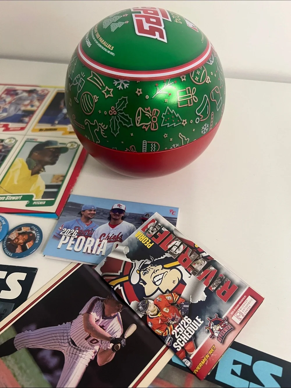 Vintage Baseball Card & Pin Lot — Multi-Color Collectible Set